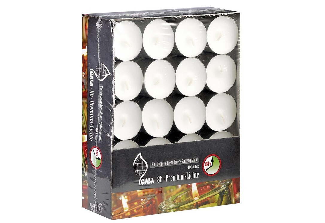 Gala-kerzen Teelicht Nightlight 8h-lichte Basic Doppelte Höhe 40 Im Pack 2,5cm Ø4cm - 8 Stück