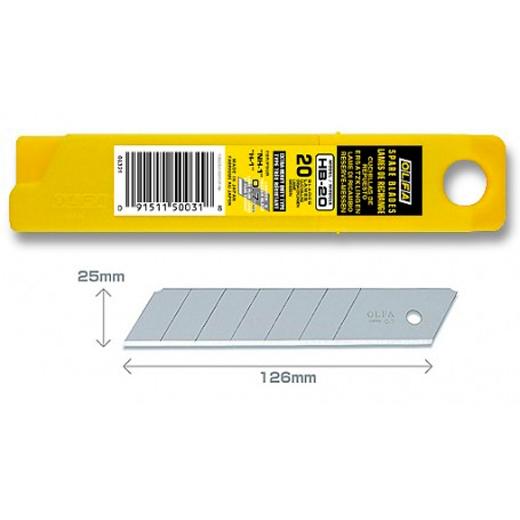 Olfa - Hb -20 - Packung Mit 20 Hackbaren Klingen 25 Mm Silber