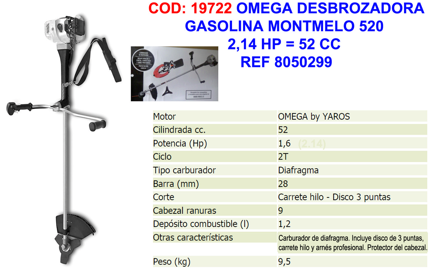 Omega Montmelo 5202 14 Ps 52 Cc Benzin-freischneider 8050299