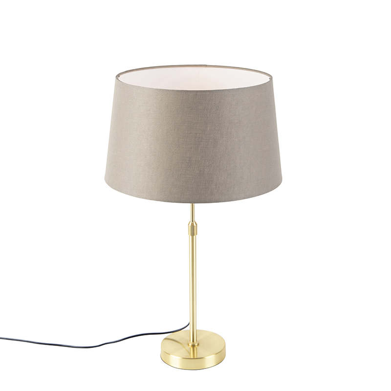 Tischlampe Gold / Messing Mit Leinenschirm Taupe 35 Cm - Parte