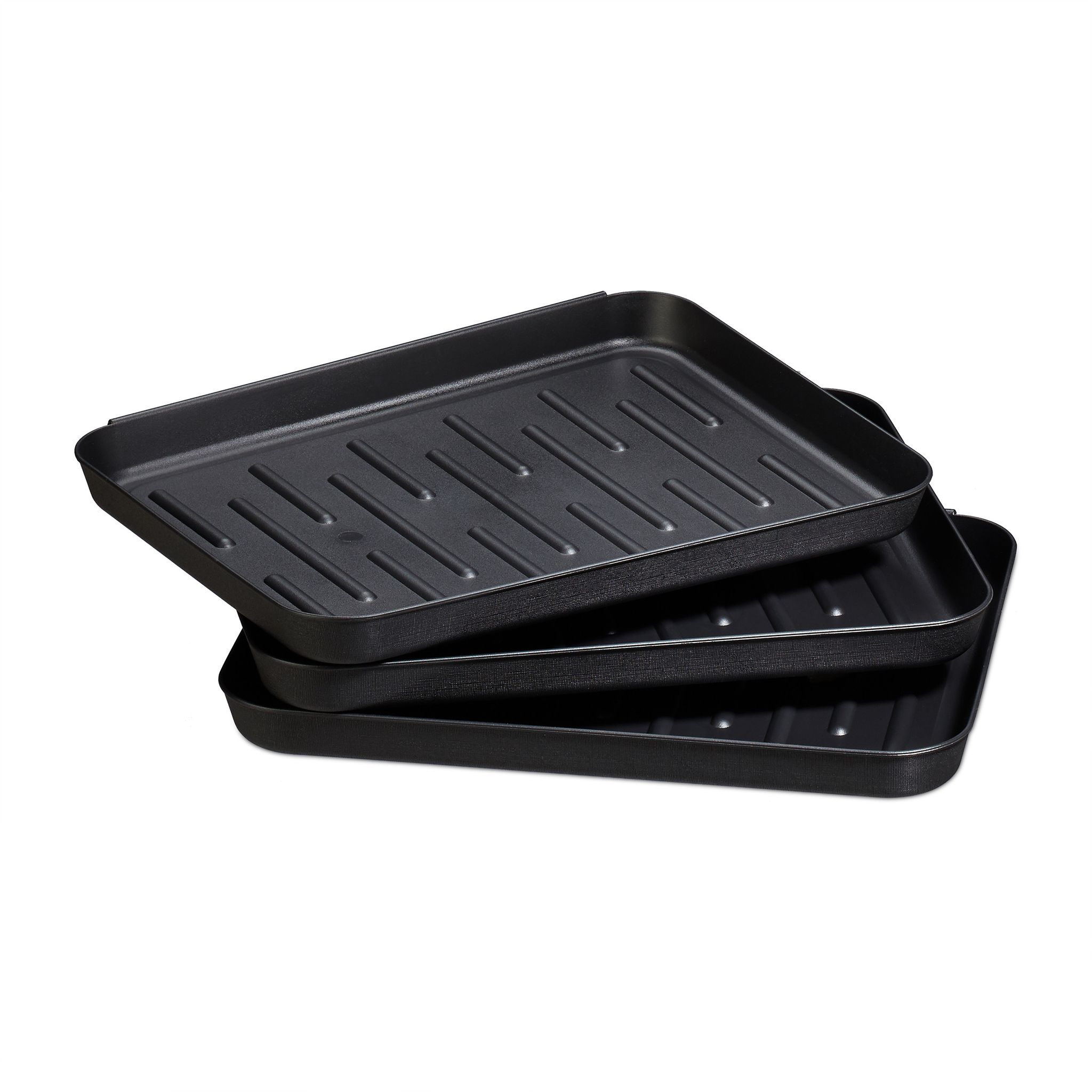 30 X Schuhabtropfschale, Schuhwanne Aus Kunststoff, Für 6 Paar Schuhe, Stapelbar, Ablage Hxbxt: 3 X 35 X 27 Cm, Schwarz
