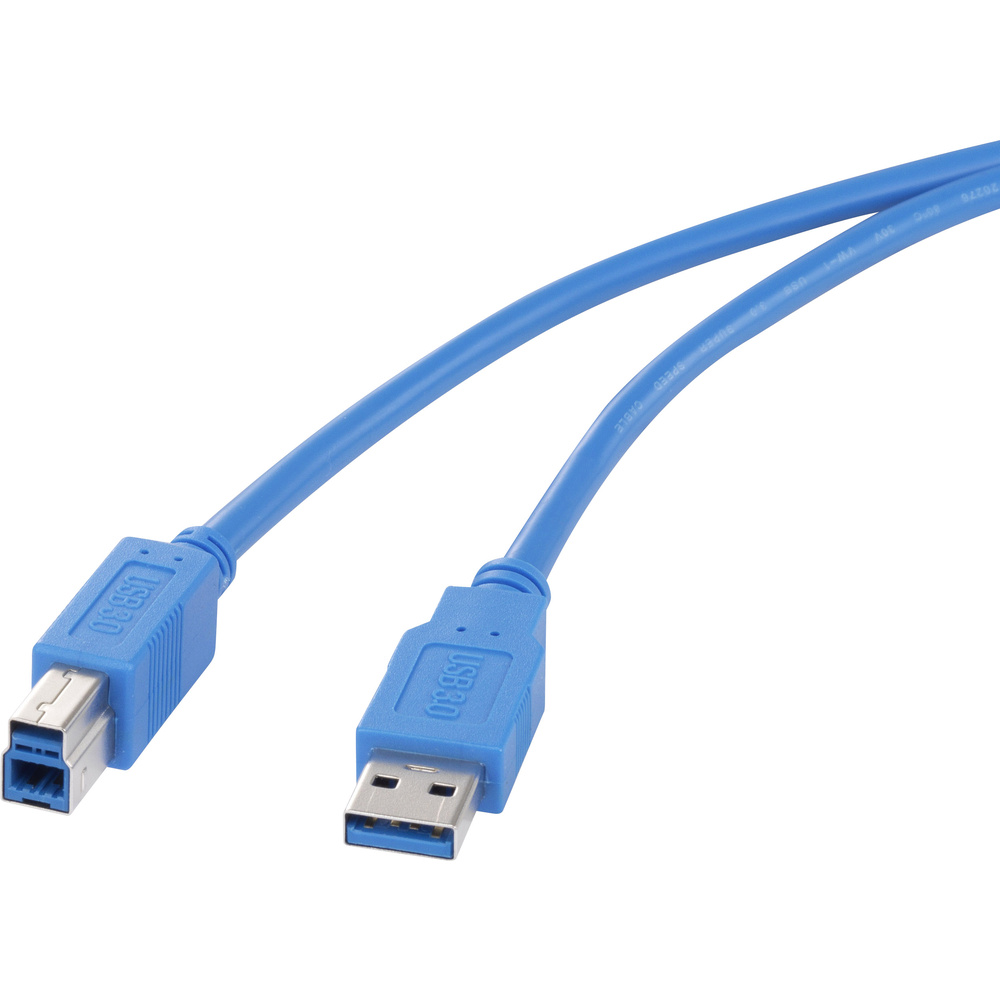 Renkforce Usb-kabel Usb 3.2 Gen1 Usb-a Stecker, Usb-b Stecker 0.50 M Blau Vergoldete Steckkontakte