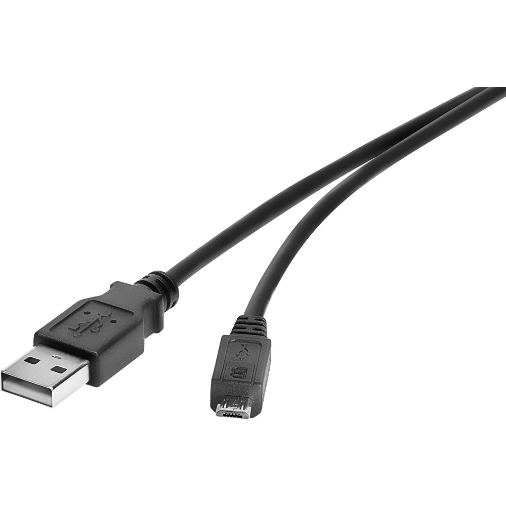 Usb-kabel Usb 2.0 Usb-a Stecker, Usb-micro-b Stecker 0.15 M Schwarz Vergoldete Steckkontak - Renkforce