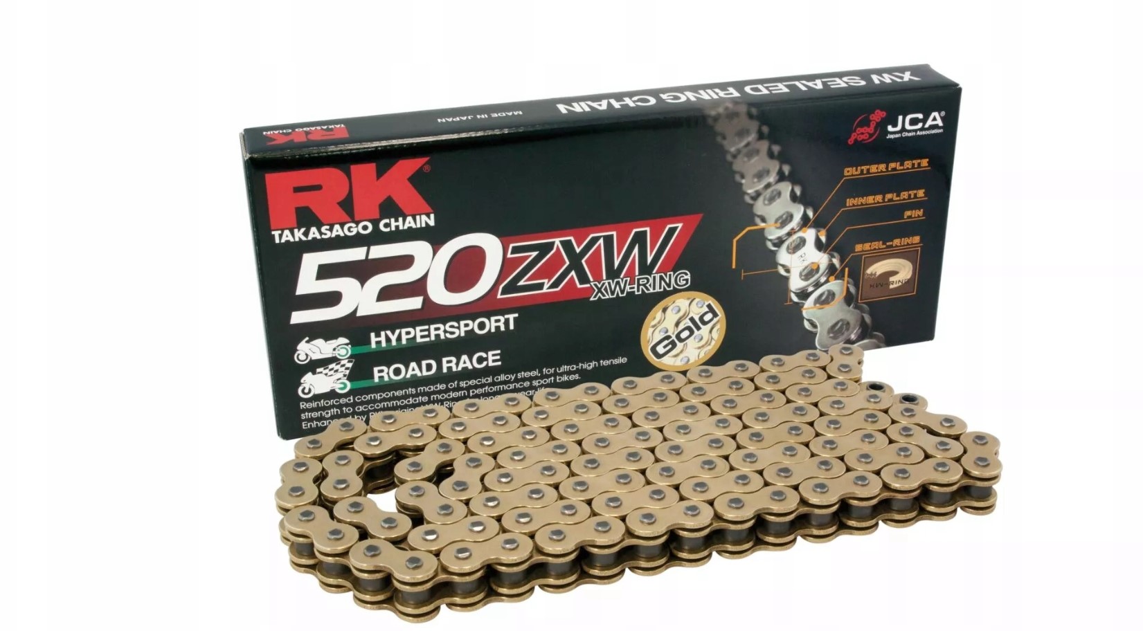 Rk Antriebskette Gb520zxw-120 (xw-ring) Mit Öse (clf), Goldfarben, Inklusive (tragfähigkeit: Bis Zu 1200 Ccm) (42 Kn)
