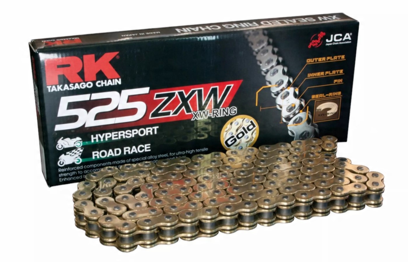 Rk Antriebskette 525zxw-114 (xw-ring) Mit Öse (clf), Goldfarben, Inklusive (tragfähigkeit: Bis Zu 1300 Ccm) (46,4 Kn)