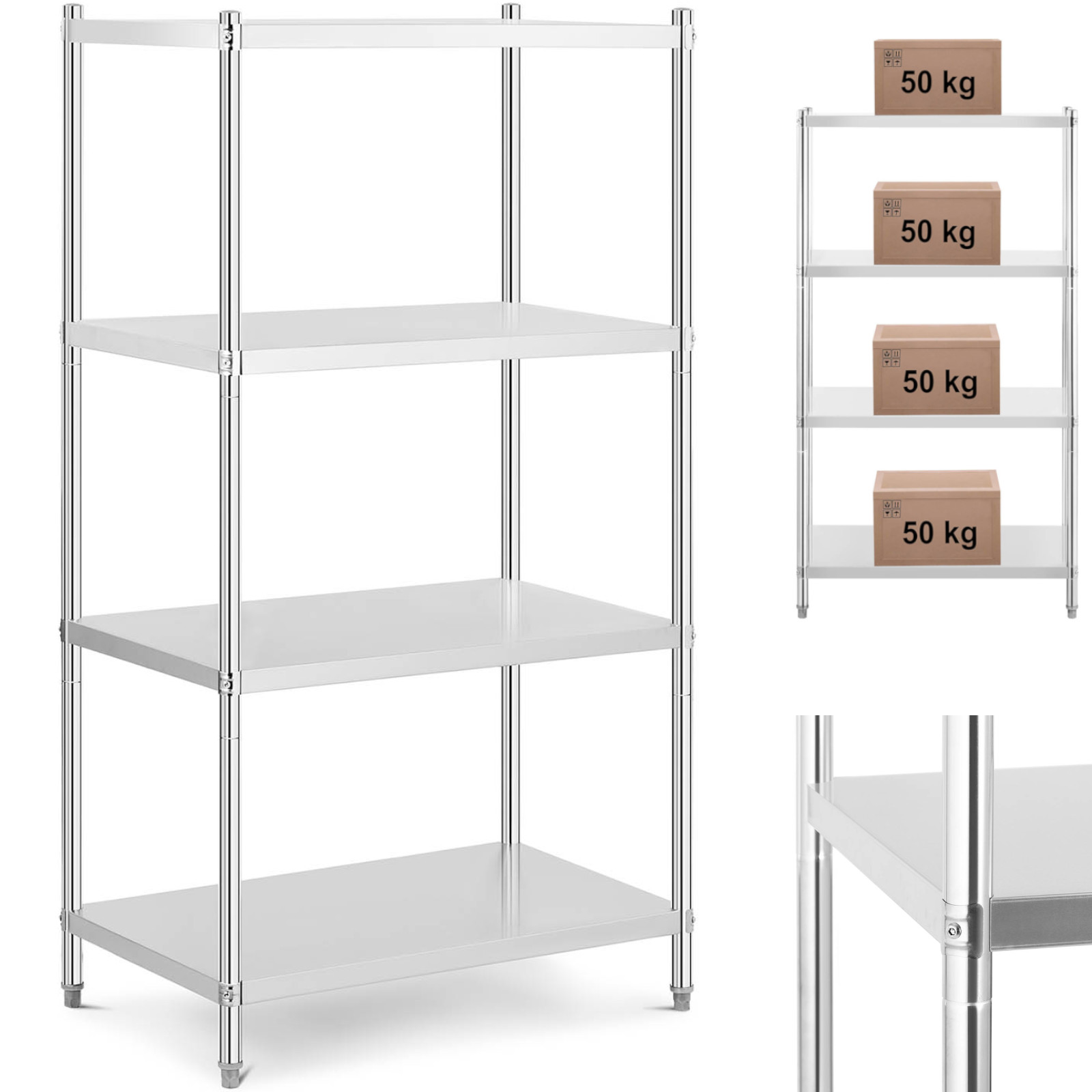 Royal Catering - Edelstahlregal Küchenregal Gastro Regal Standregal Schwerlastregal 100x60x180 Cm