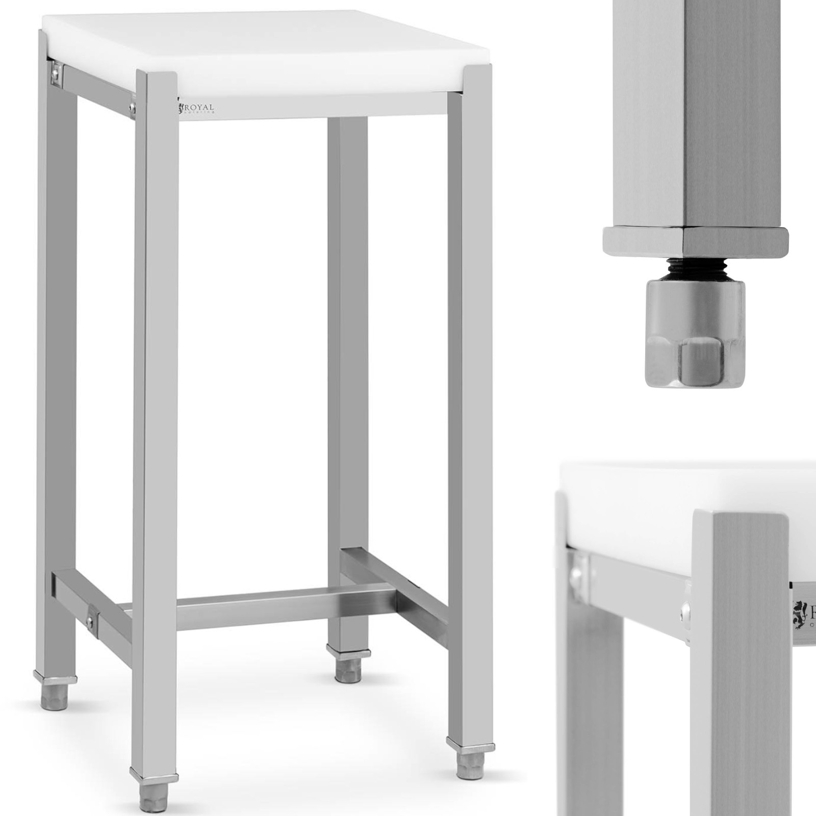 Royal Catering - Metzgerblock Hackklotz Fleischerblock 40 X 40 Cm Edelstahl/kunststoff