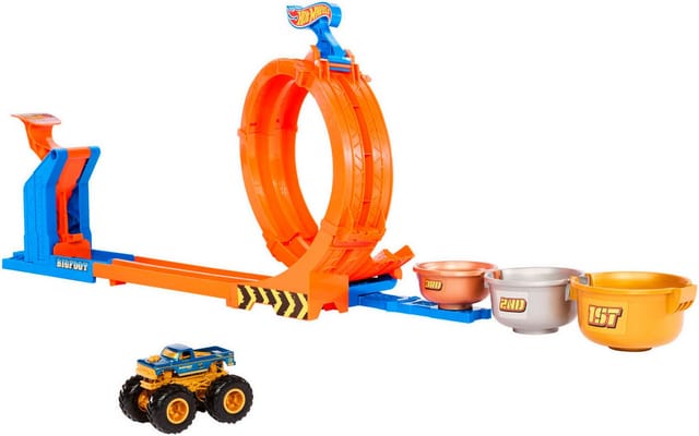 Hot Wheels Monster Trucks 2-in-1 Loop & Flip Challenge, Rennbahn