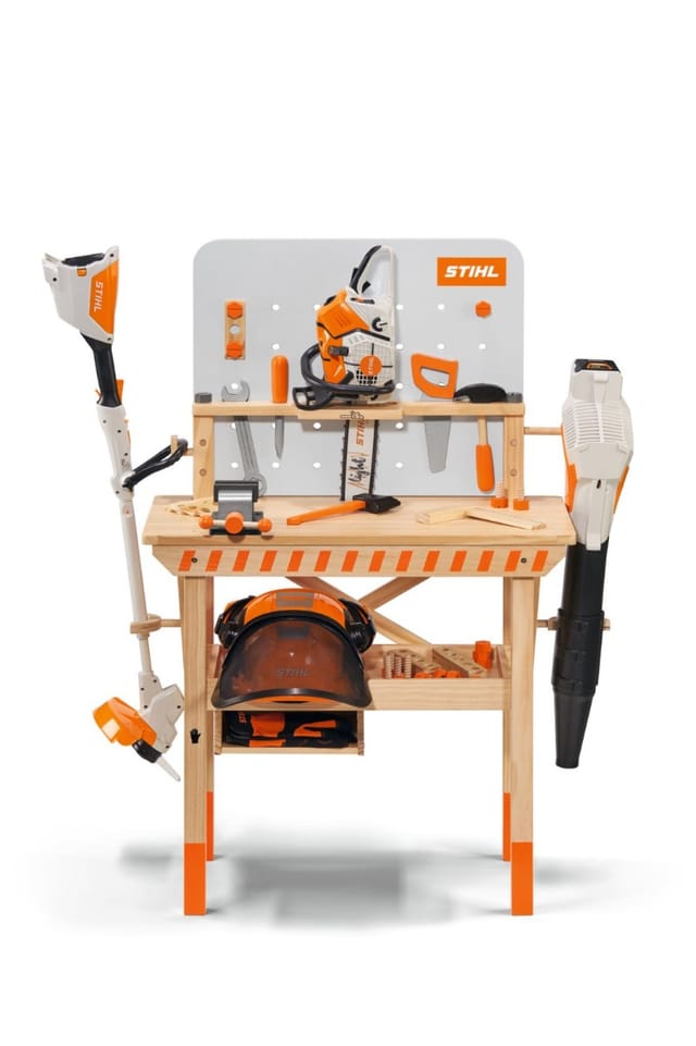 Kinderwerkbank aus Holz, Kinderwerkzeug