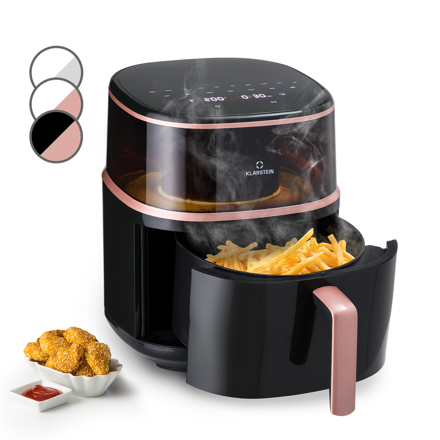 Klarstein - Heißluftfriteuse, Xl Air Fryer Zum Frittieren, Friteuse Mit Dampffunktion, Temperaturwahl Und 16 Programme, Airfryer Zum Luftfritieren, Heißluftfriteuse Ohne Öl 1500 W, 7,5 Liter