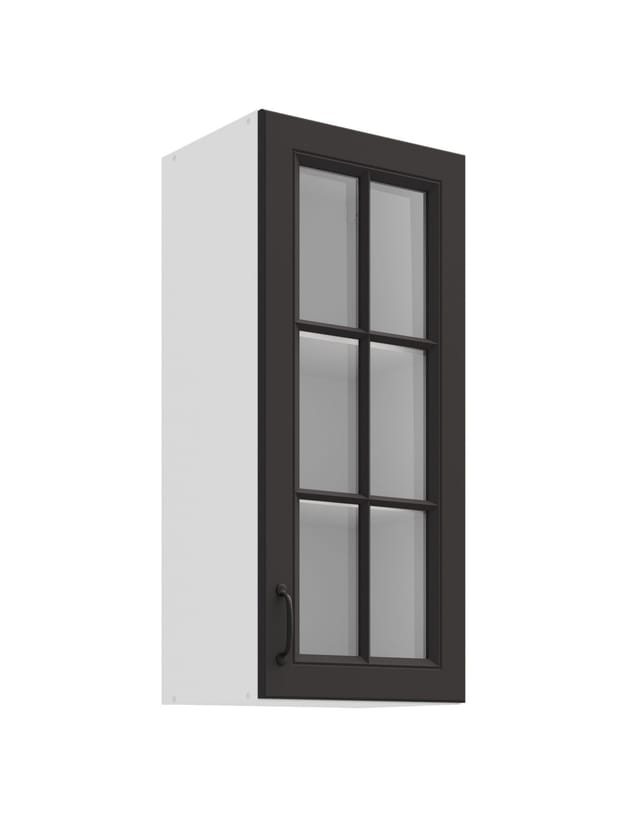 Küchen Preisbombe - Glashängeschrank 40 Cm Stilo Grau Küchenzeile Küchenblock Landhaus Einbauküche