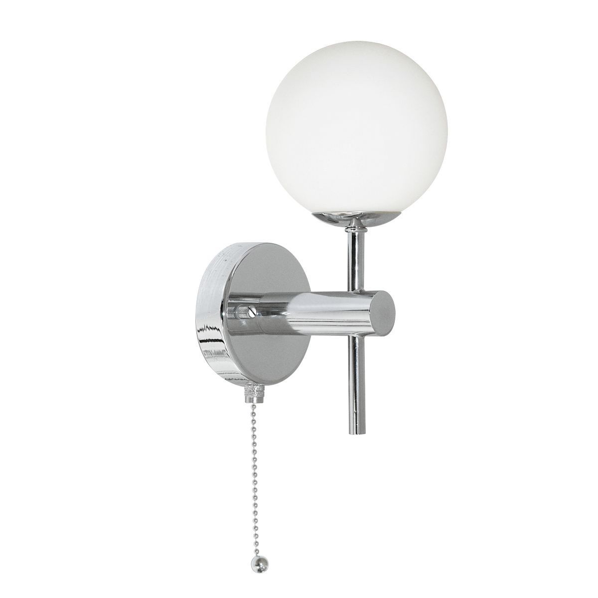 Spiegelleuchte Mit Schalter Metall Glas 21 Cm Hoch Ip44 Chrom Weiß G9 Kugelschirm Klassisch
