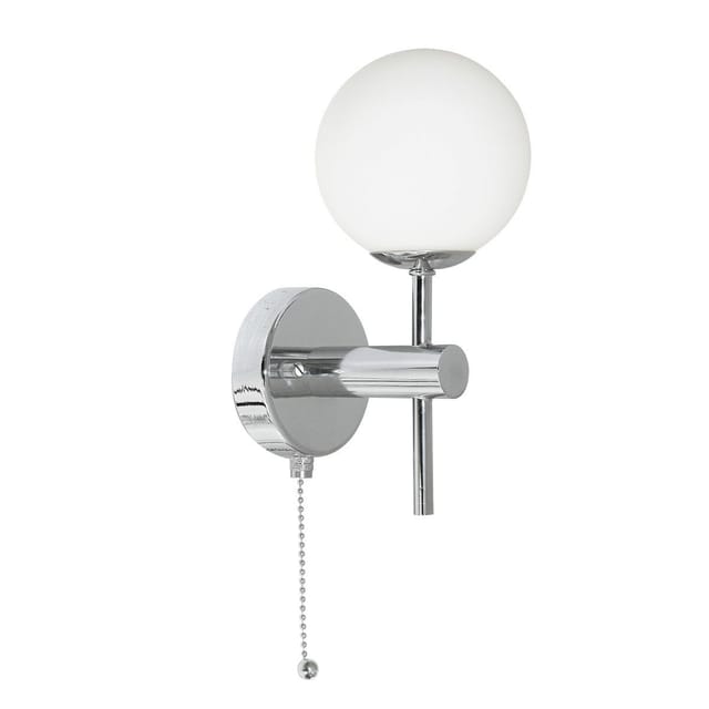 Spiegelleuchte Mit Schalter Metall Glas 21 Cm Hoch Ip44 Chrom Weiß G9 Kugelschirm Klassisch