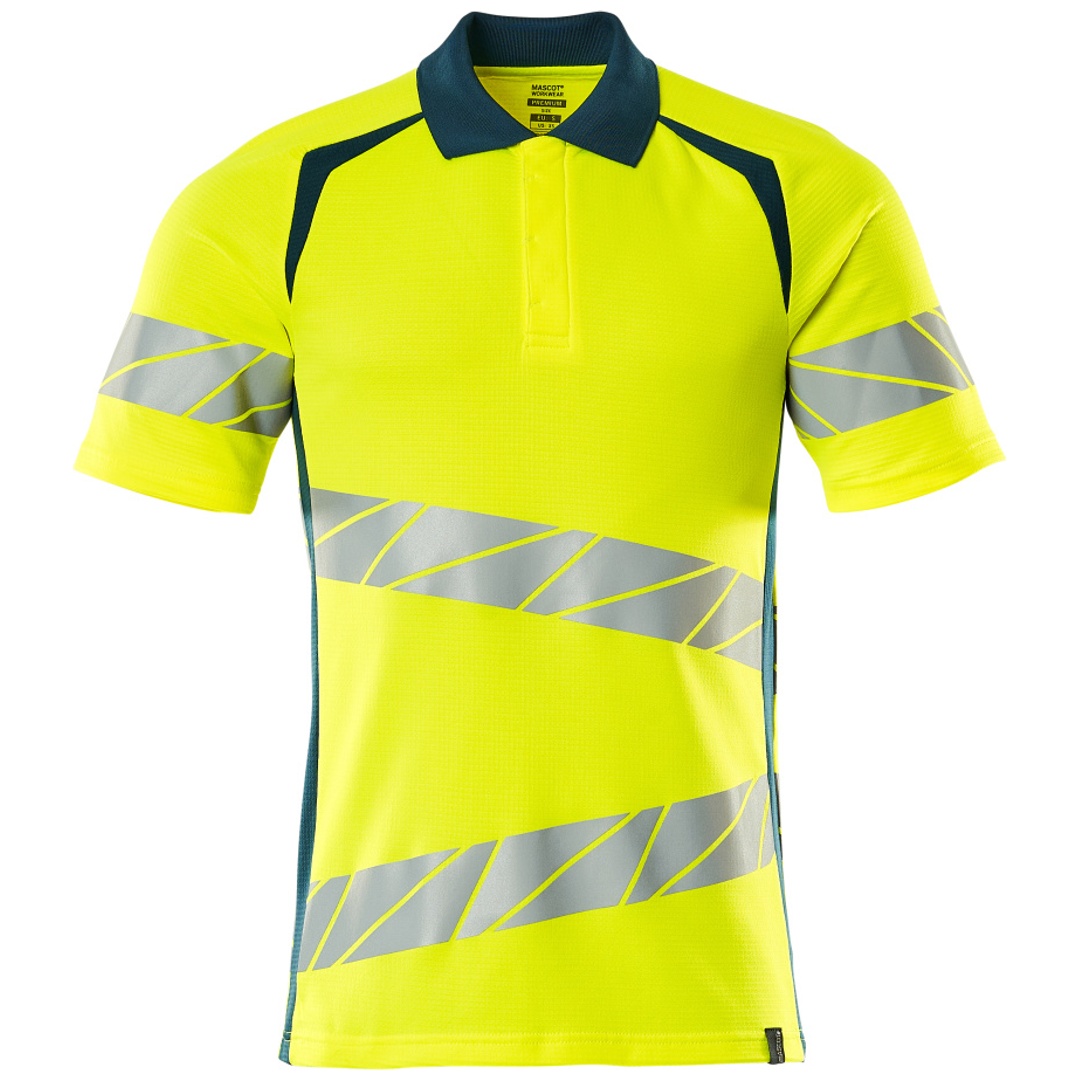 Mascot Polo-shirt, Moderne Passform Polo-shirt Gr. M One, Hi-vis Gelb/dunkelpetroleum