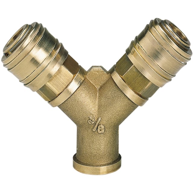 Druckluft-Verteiler, 2x Schnellkupplung > R 3/8" IG