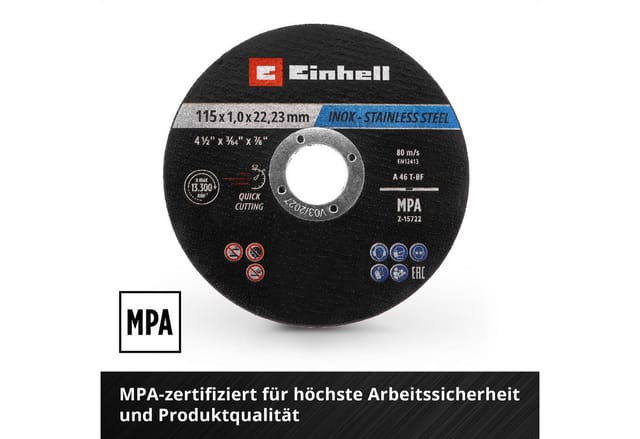 Trennscheibe dünn, Ø 115 x 1,0mm, 10 Stück