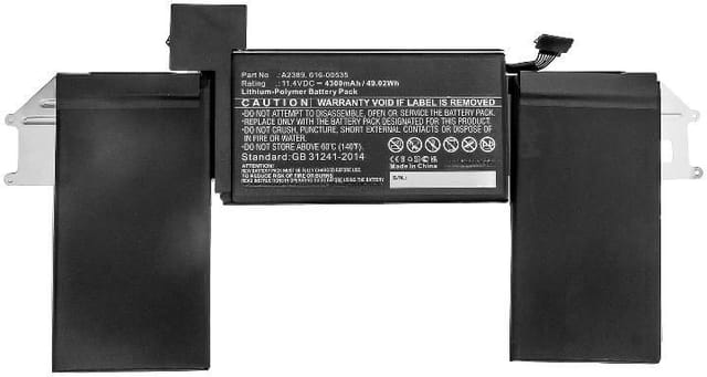 Coreparts Laptop Battery For Macbook 49.02wh Li-polymer 11.4v, Am2389nb 616-00535,a2389 (49.02wh Li-polymer 11.4v 4300mah For Apple Macbook Air 13(late 2020), Macbook Air 13-inch A2179 2020,) (w126385
