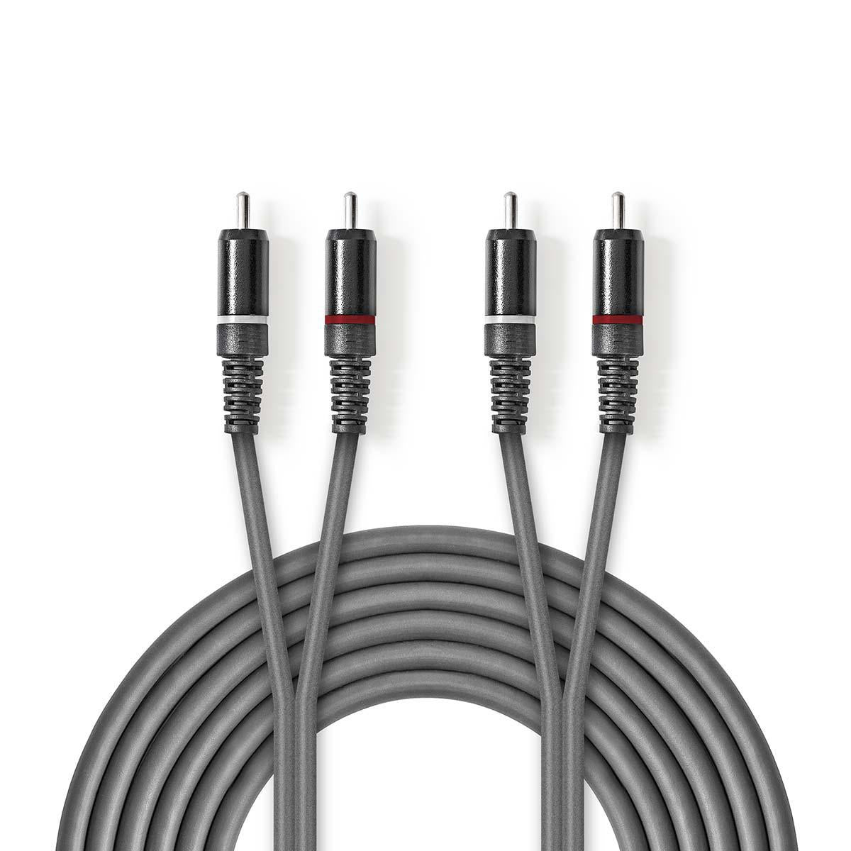 Nedis - Stereoljudkabel 2x Rca Hane 2x Rca Hane Nickelplaterad 150 M Rund Morkgra Papphulle