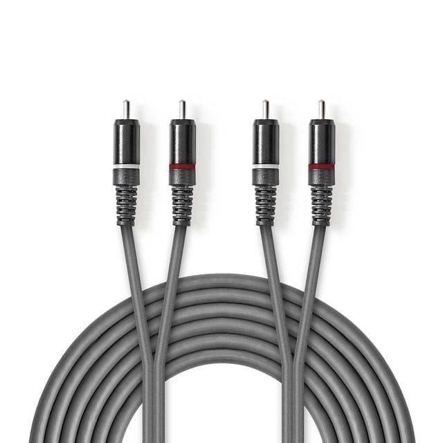 Nedis - Stereoljudkabel 2x Rca Hane 2x Rca Hane Nickelplaterad 150 M Rund Morkgra Papphulle