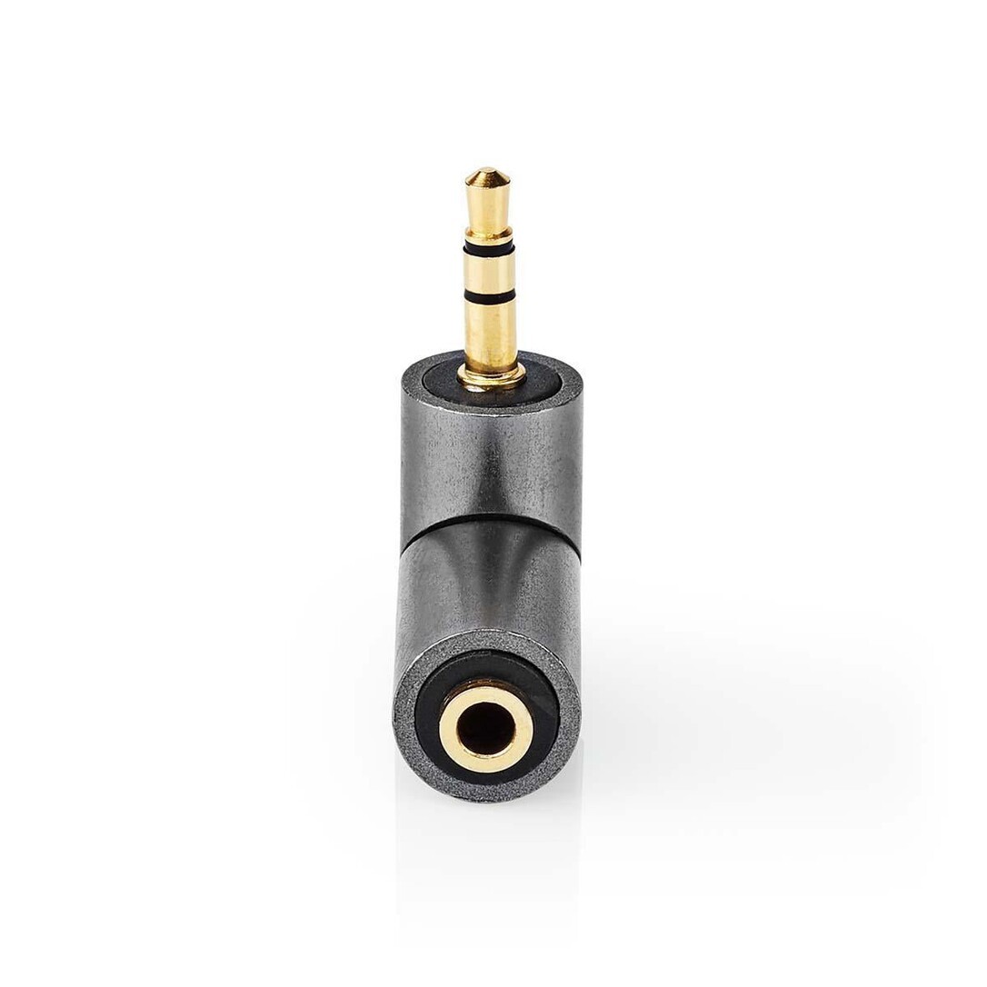 Nedis Stereo-audio-adapter / 3.5 Mm Stecker / 3.5 Mm Buchse / Vergoldet / Gerade / Aluminium / Gold / Gun Metal Grau / 1 Stück / Verpackung Mit Sichtfenster