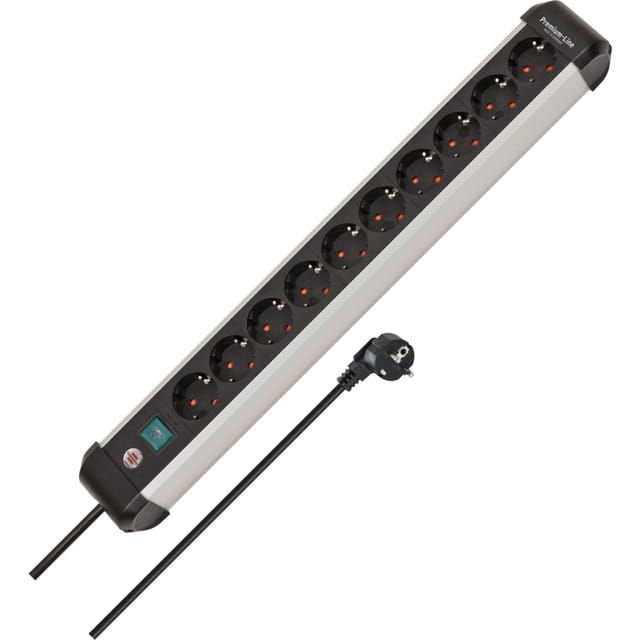 Premium-Alu-Line Steckdosenleiste 10-fach