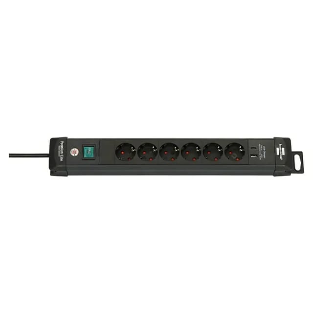 Premium-Line Steckdosenleiste 6-fach, 2x USB