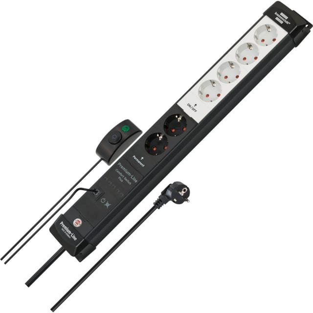Premium-Line Comfort Switch Plus Steckdosenleiste 6-fach, 2x permanent