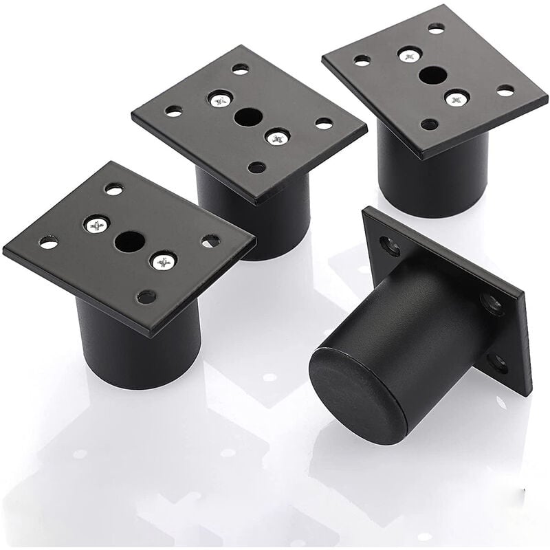 4pcs Pieds De Meuble Ajustable Pieds De Lit Rehausser Le Meuble Pied En Alliage D'Aluminium Pour Sommier,armoire,table (noir,hauteur 50mm)