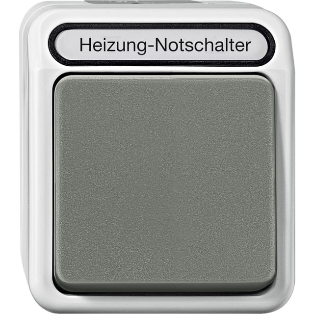 Heizungs-Notschalter, zweipolig, beleuchtet, Aufputz, Schutzart IP44, 10 Ampere