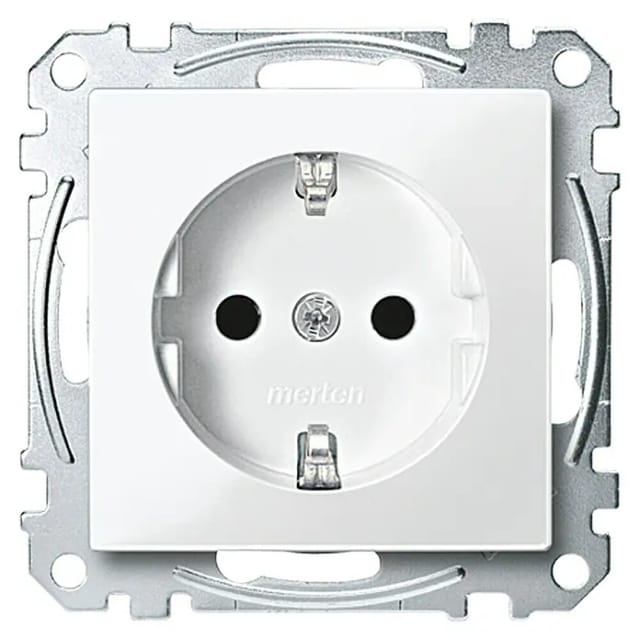 Schutzkontakt-Steckdose mit Steckklemme, Unterputz, 16 Ampere, 250 Volt, glänzend
