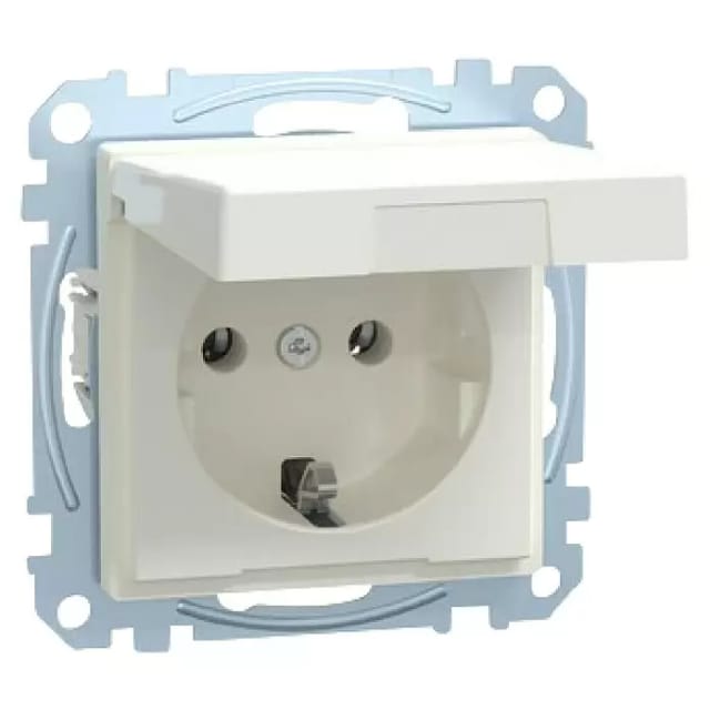 Schutzkontakt-Steckdose mit Klappdeckel, Unterputz, 16 Ampere, 250 Volt, System M