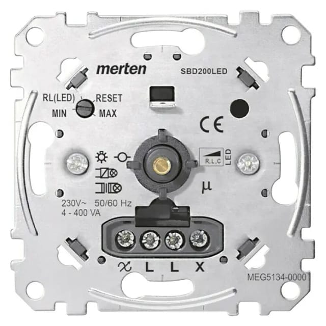 Universal-Drehdimmer-Einsatz für LED-Lampen Typ MEG5134-0000, Unterputz, 230 Volt