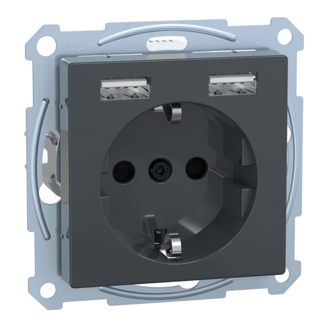 Schutzkontakt Steckdose mit USB Ladegerät, Unterputz, 16 Ampere, 250 Volt, MEG2366-0414
