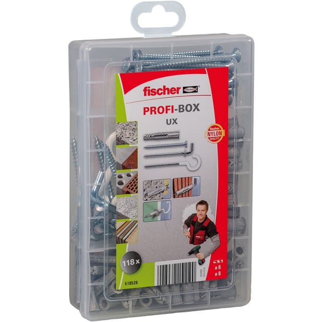 Meister-Box Universaldübel UX + Schraube + Haken