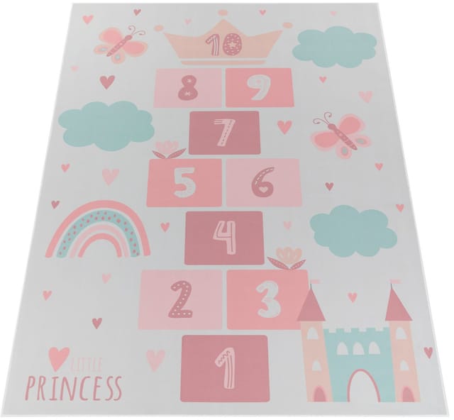 Paco Home - Teppich Kinderzimmer Kinderteppich Rutschfest Spielteppich Herz Creme 120x160 Cm