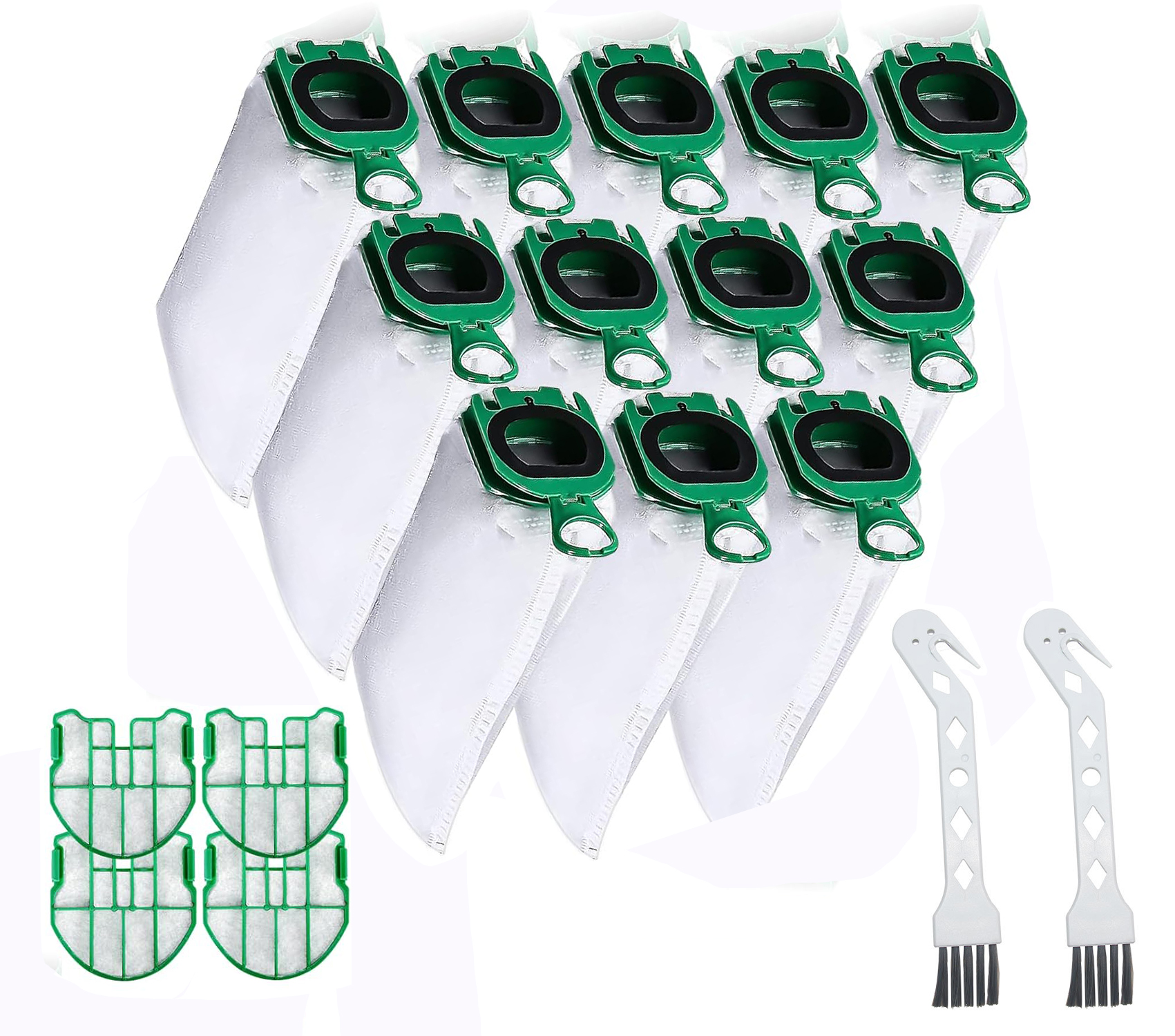 12 Sacs D'Aspirateur Pour Vorwerk Kobold Vb100 Vb 100 Fp100 Fp 100, Sac À Poussière De Rechange Kit Sac Aspirateur Compatible Avec 4 Filtres Moteur + 2 Brosse De Nettoyage