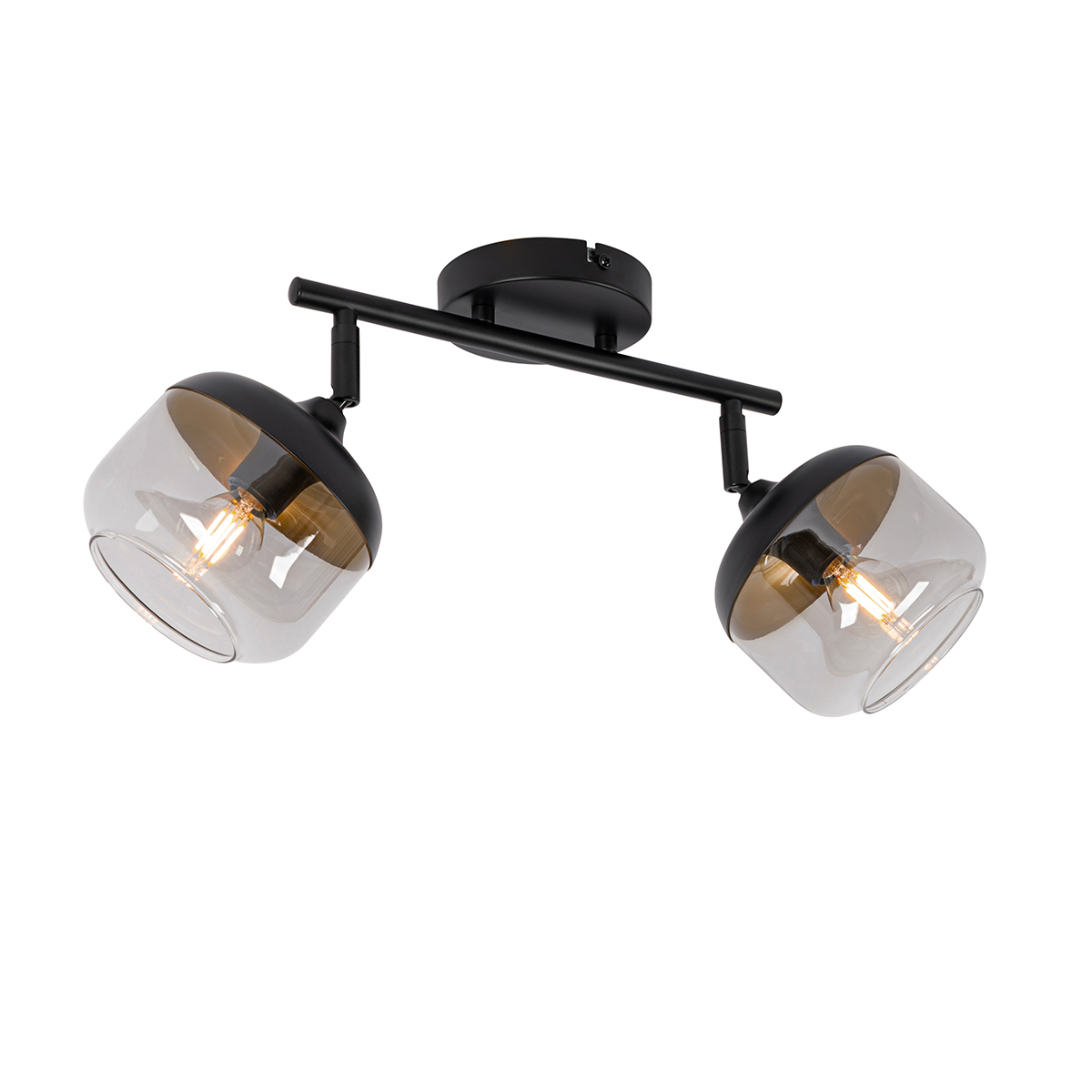Design-spot Schwarz Mit Gold Und Rauchglas 2-flammig – Kyan