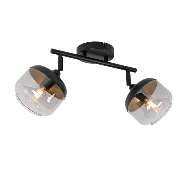 Design-spot Schwarz Mit Gold Und Rauchglas 2-flammig – Kyan