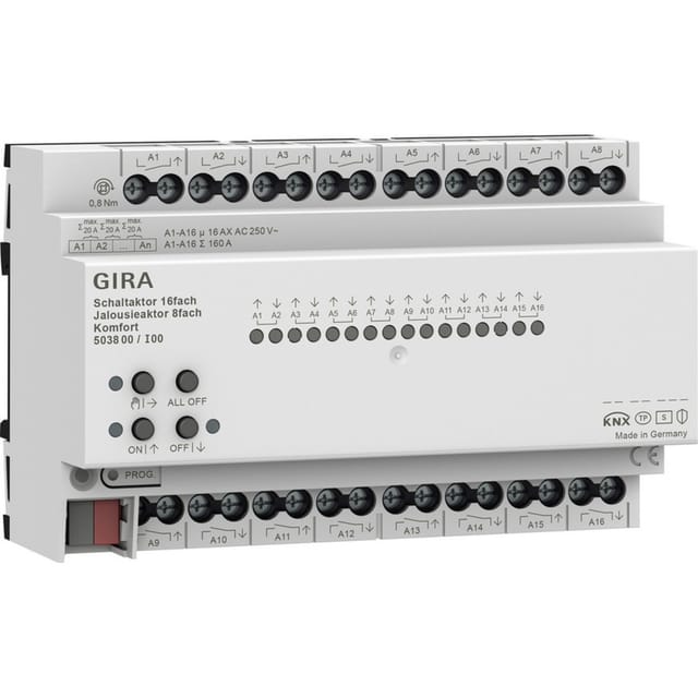 Schaltaktor 16-fach 16 Ampere / Jalousieaktor 8-fach 16 Ampere Komfort für KNX