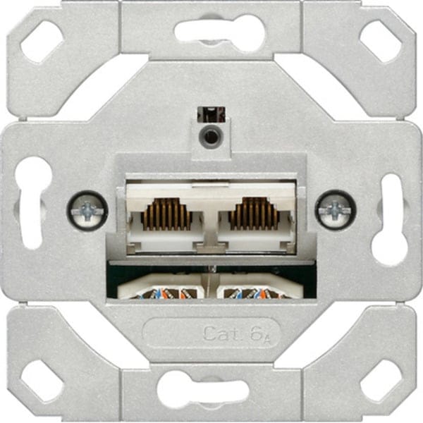 Netzwerk Anschlussdose Kategorie 6A, 2-fach, Schneidklemmtechnik, RJ45 Buchsen, Steckdose