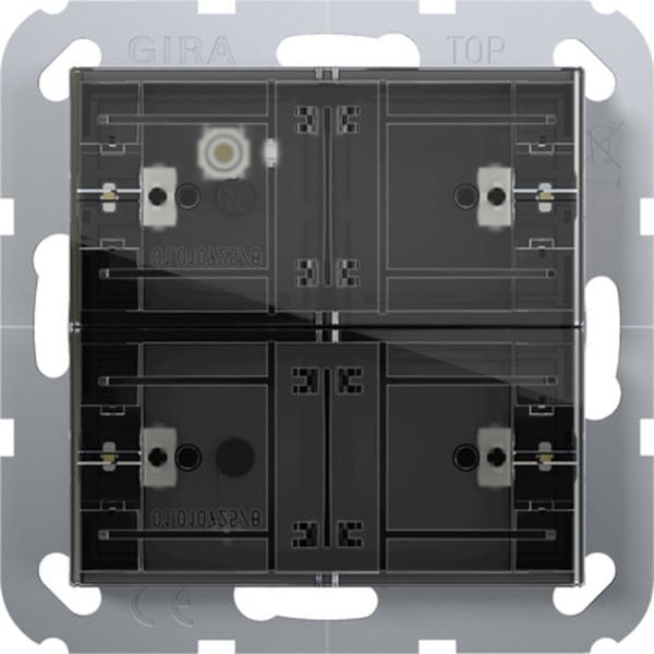 Tastsensor 4 Standard Zweifach für KNX mit Inbetriebnahme-Wippe und Raumthermostat