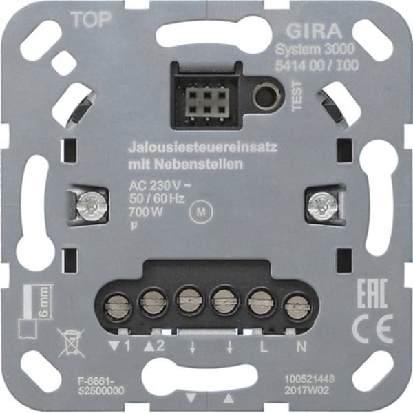 Jalousiesteuereinsatz mit Nebenstelleneingang Typ 541400, Unterputzmontage, 230 Volt, Schalter