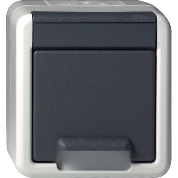 Schutzkontaktsteckdose Typ F 16 Ampere 250 Volt mit Klappdeckel Aufputz IP44