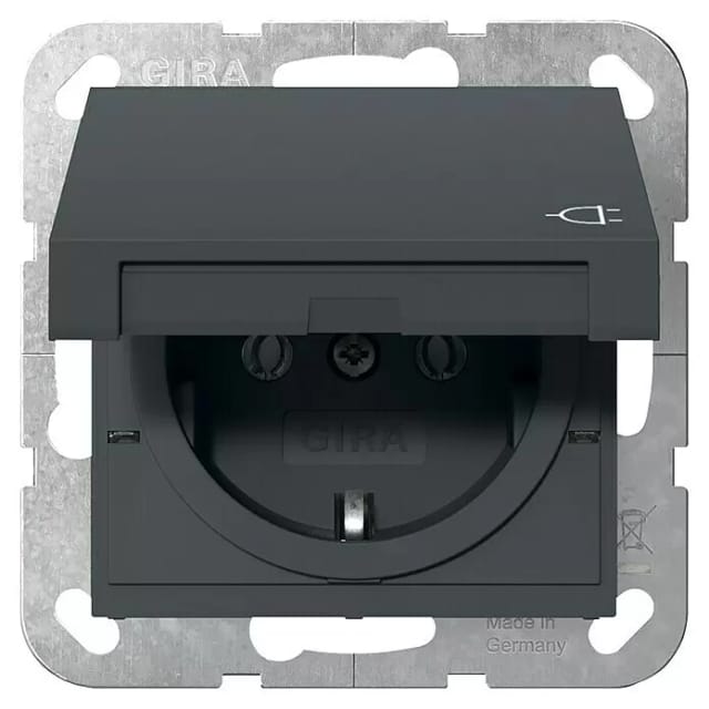 Schutzkontakt-Steckdose Typ F 16 Ampere 250 Volt mit Klappdeckel System 55