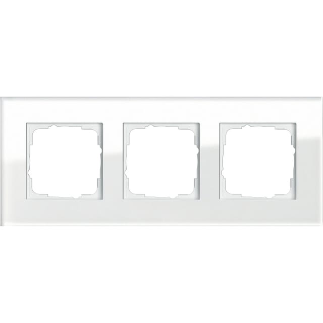 Abdeckrahmen dreifach aus Glas, glänzende Oberfläche, Unterputzmontage, Klemmbefestigung