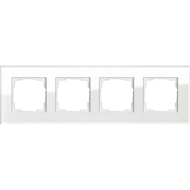 Abdeckrahmen vierfach Weißglas, Unterputzmontage, glänzende Oberfläche, Glas