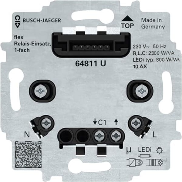 Relais-Einsatz flex Typ 64811 U, 3-Leiter-Anschlusstechnik, Unterputzmontage
