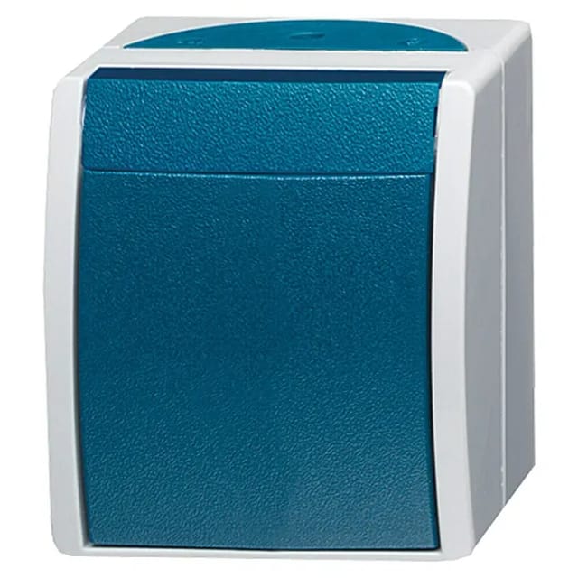 Wechselschalter Aufputz 1 Modul mit Wippe, Schutzart IP44, 10 Ampere, Typ 2601/6 W-53