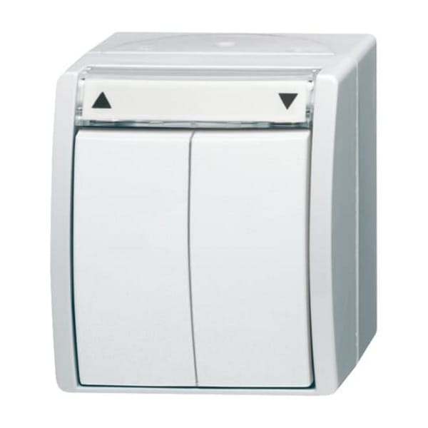 Jalousietaster Typ 2621/4 W-54, Basiselement mit Gehäuse-Oberteil, Aufputz, 10 Ampere