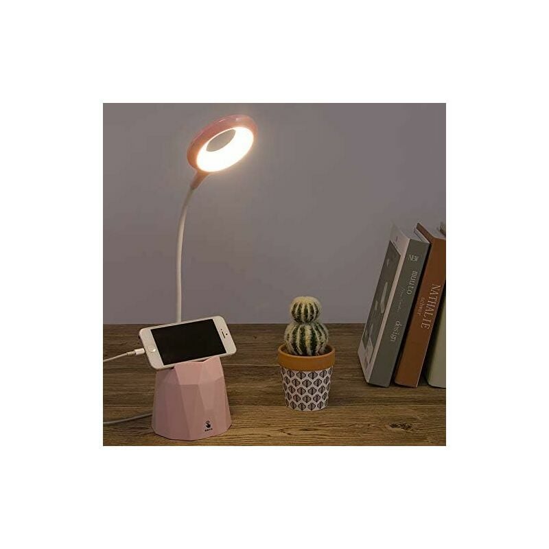 Vurahome - Schreibtischlampe, Dimmbare Led-schreibtischlampe, Tischlampe Zum Schutz Der Kinderaugen Mit 3 Beleuchtungsmodi (pink)